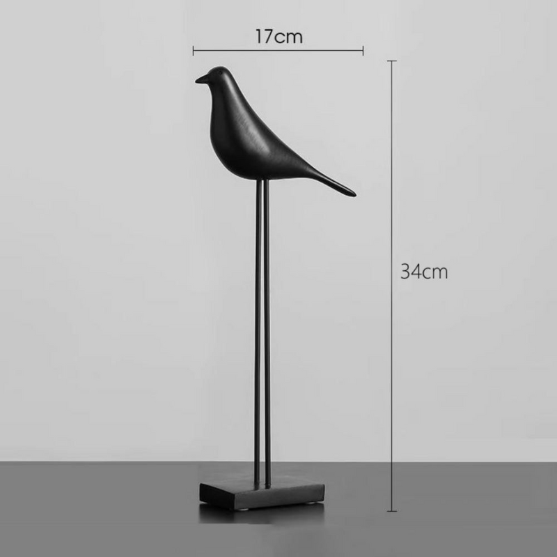 Escultura Nórdica Alba —  Pájaro Minimalista en Negro Mate