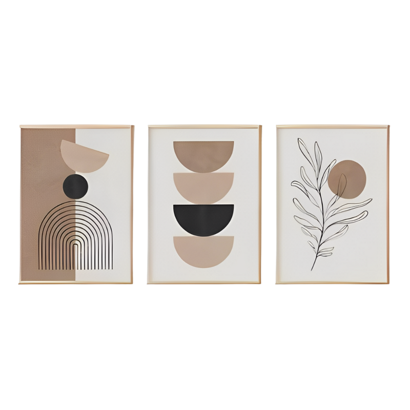 Tríptico de Cuadros Abstractos Terracota — Arte Minimalista en Tonos Neutros